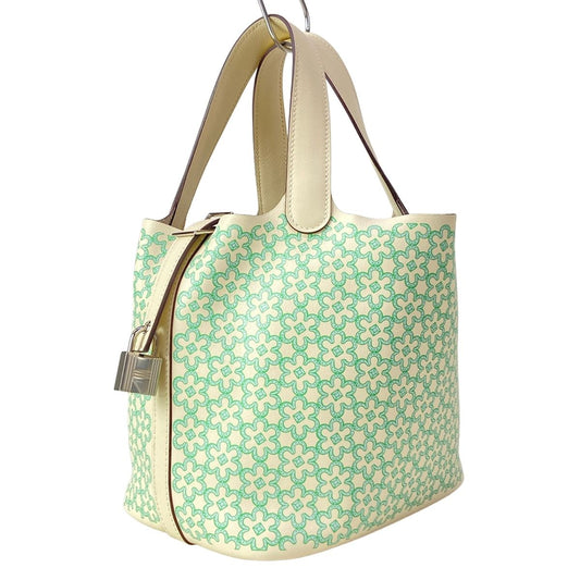 Hermes Handbag Picotin Lock PM Lucky Daisy Nata Vert Silver
