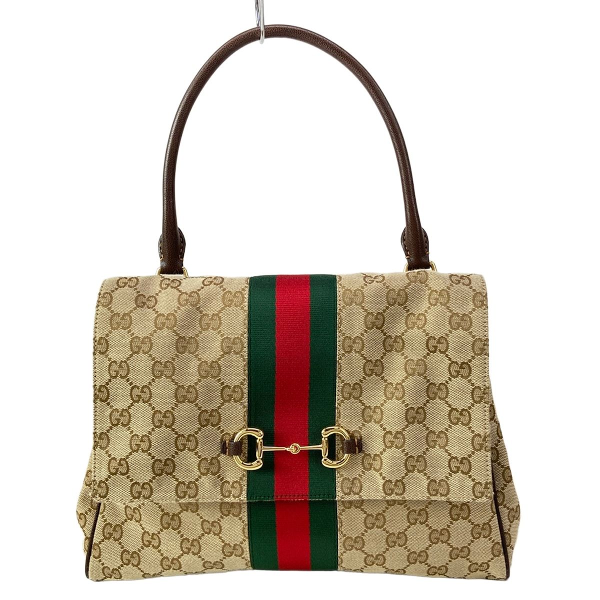 Gucci Handbag Paparazzo Top Handle Bag Beige Dark Green Multi Leather