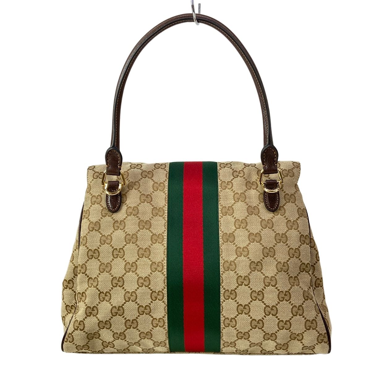 Gucci Handbag Paparazzo Top Handle Bag Beige Dark Green Multi Leather — view 3
