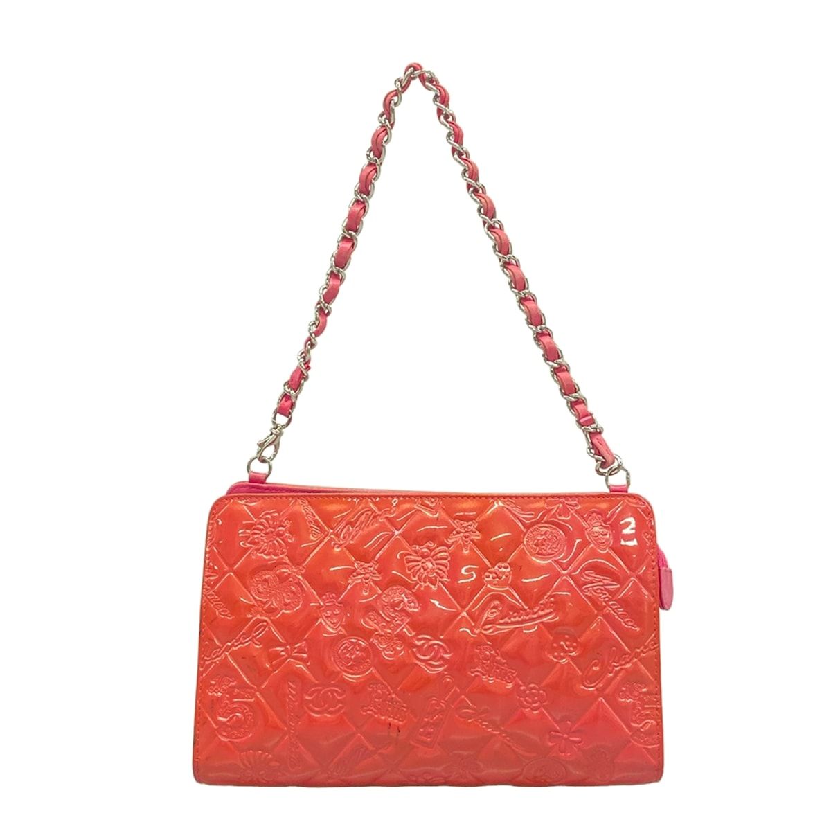 Chanel Shoulder Bag Symbol Charm Pink Mini Pouch Chain Leather