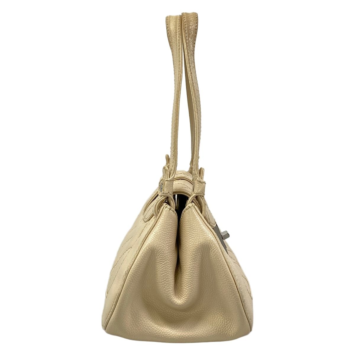 Chanel Handbag 2.55 Quilted Ivory Silver Turnlock — view 2