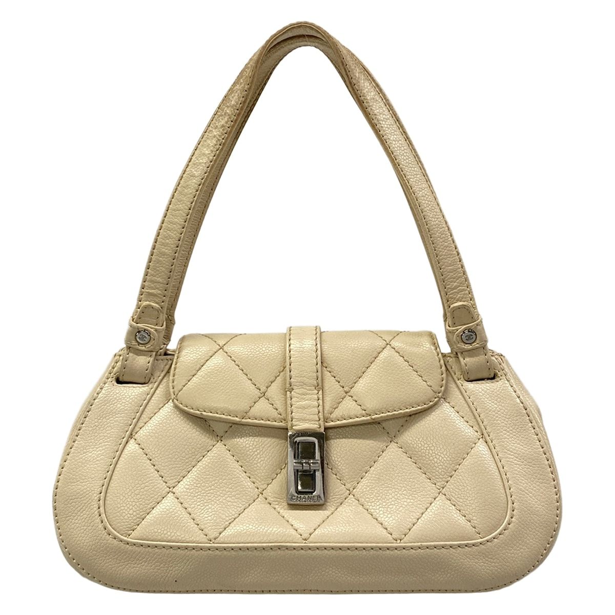 Chanel Handbag 2.55 Quilted Ivory Silver Turnlock