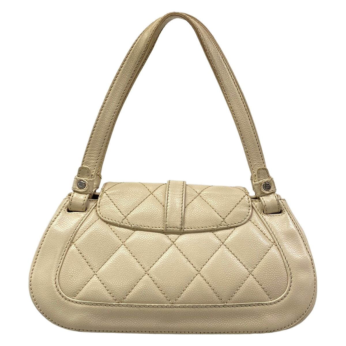 Chanel Handbag 2.55 Quilted Ivory Silver Turnlock — view 3