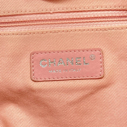 Chanel Tote Bag Deauville Line MM White Pink Chain Handle Silver Leather — view 8