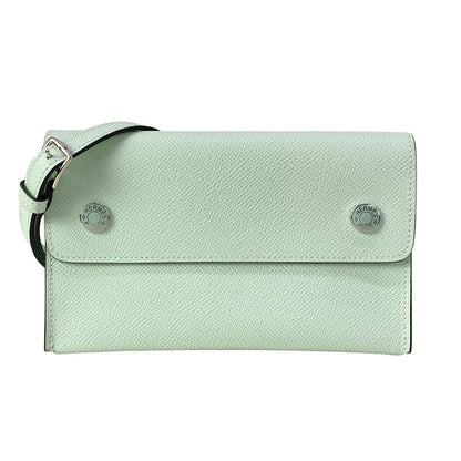 Hermes Wallet Nap to Go Vert Peppermint on Chain Silver Shoulder Bag