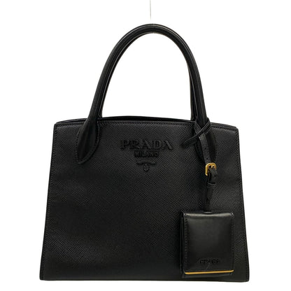 Prada Handbag Monochrome Black Leather