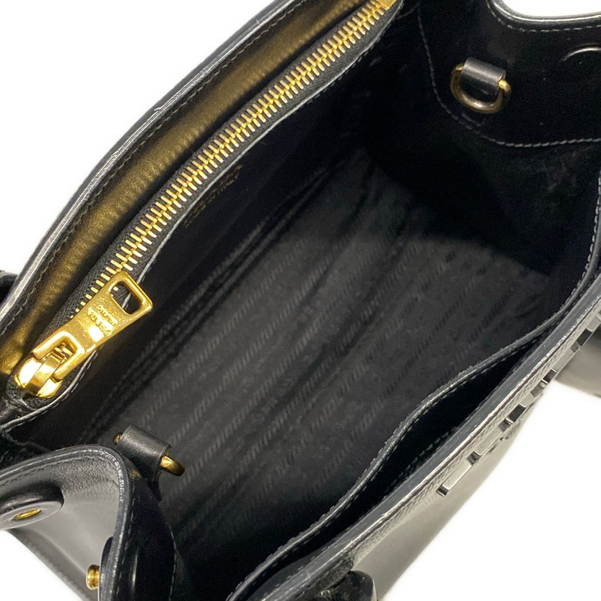 Prada Handbag Monochrome Black Leather — view 7