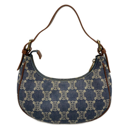 Celine Shoulder Bag Blue Brown Paris Macadam Denim Mini Leather — view 3