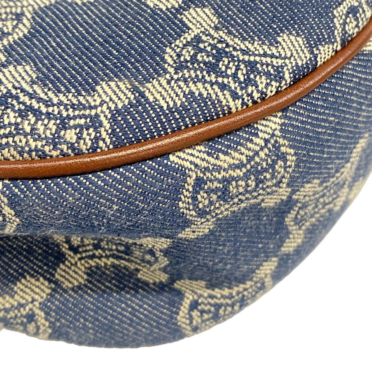 Celine Shoulder Bag Blue Brown Paris Macadam Denim Mini Leather — view 6