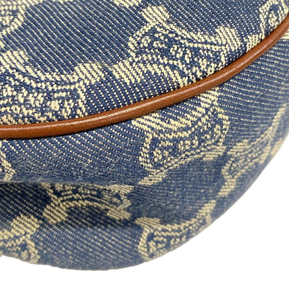 Celine Shoulder Bag Blue Brown Paris Macadam Denim Mini Leather — view 6