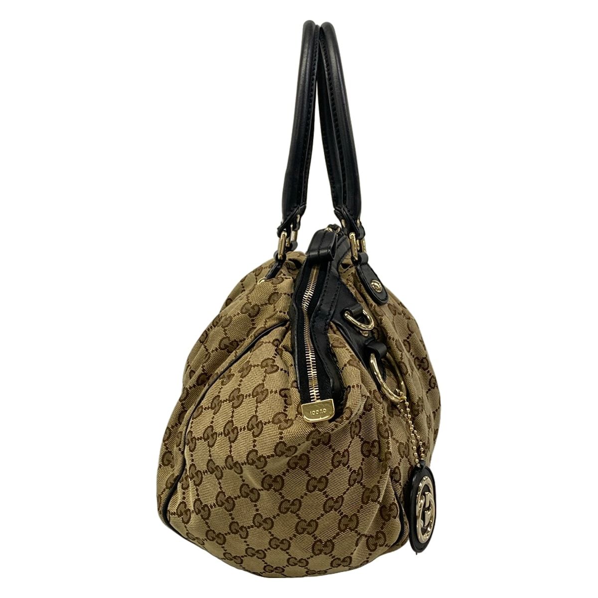 Gucci Handbag Sookie GG Pattern Beige Dark Brown Black Leather — view 2