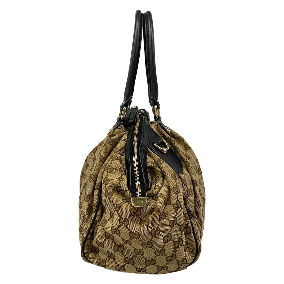 Gucci Handbag Sookie GG Pattern Beige Dark Brown Black Leather — view 4