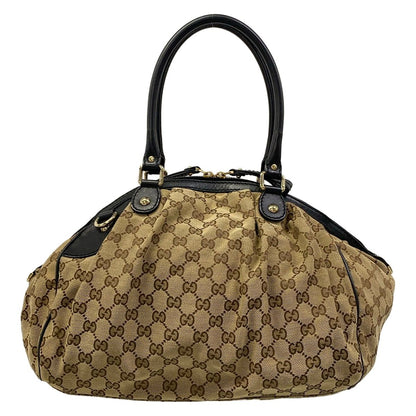 Gucci Handbag Sookie GG Pattern Beige Dark Brown Black Leather — view 3