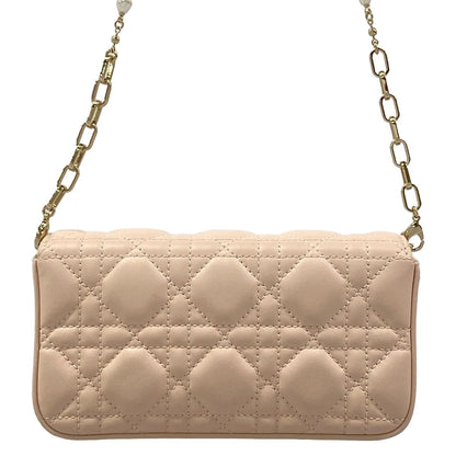 Dior Shoulder Bag My Talk Phone Pink Beige Leather — view 3