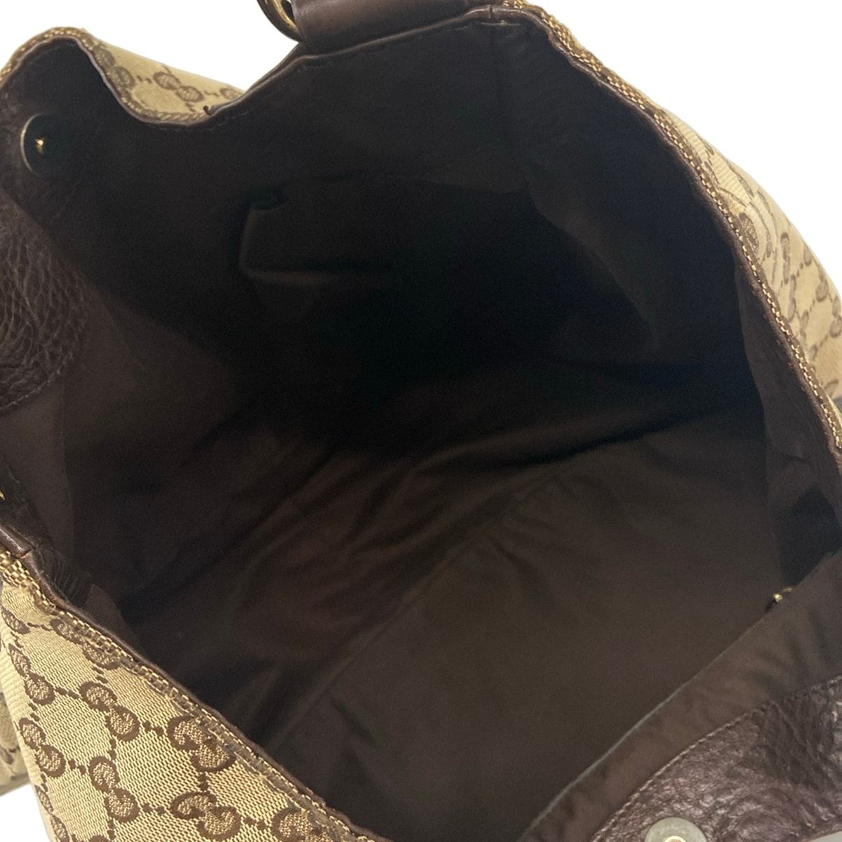 Gucci Tote Bag GG Pattern Charlotte Beige Dark Brown Leather — view 7