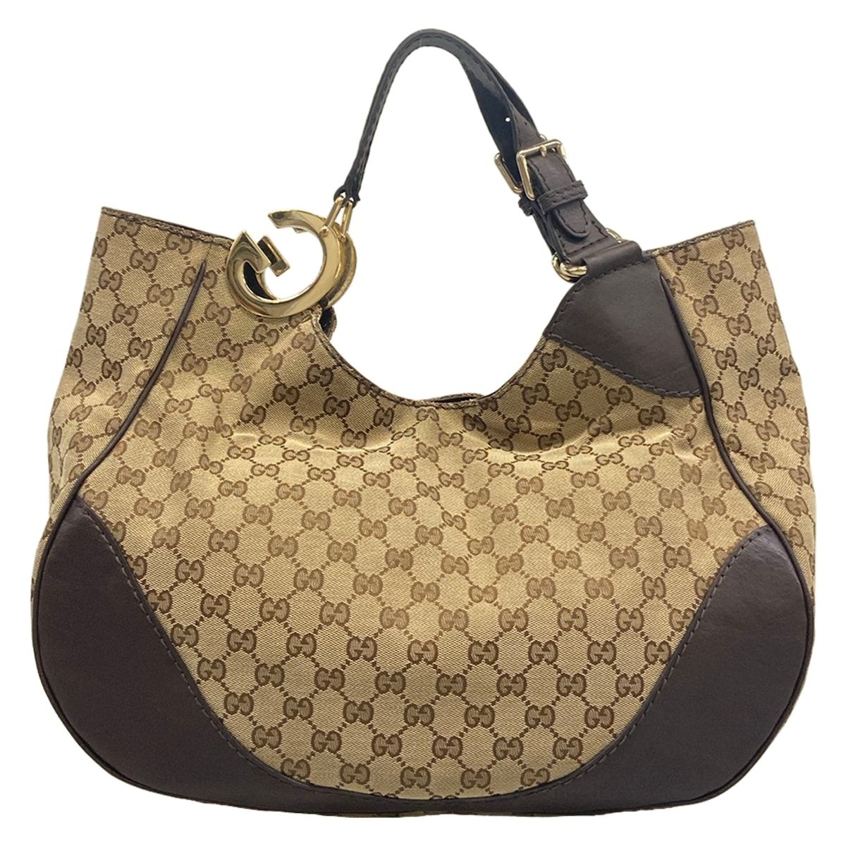 Gucci Tote Bag GG Pattern Charlotte Beige Dark Brown Leather — view 3