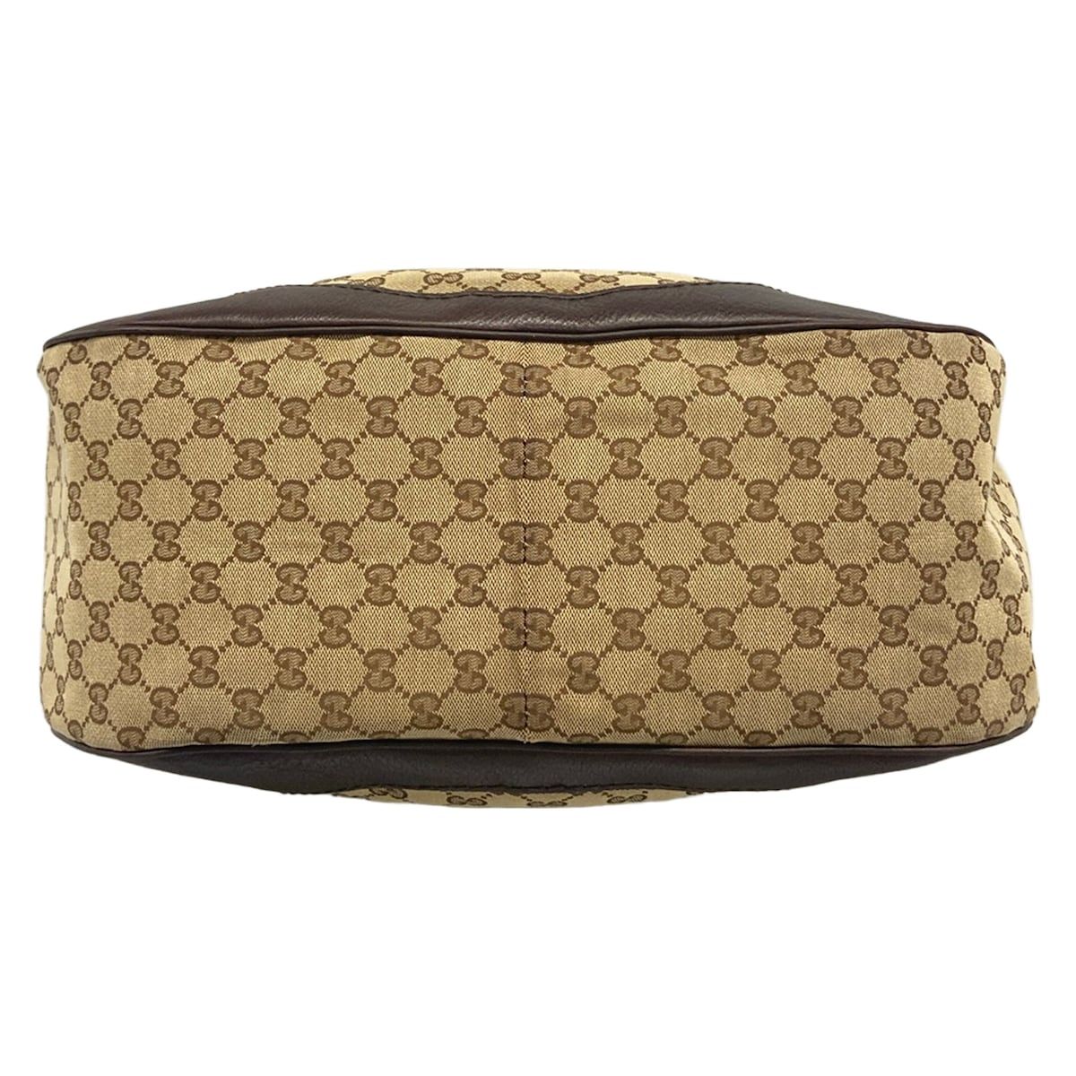 Gucci Tote Bag GG Pattern Charlotte Beige Dark Brown Leather — view 5