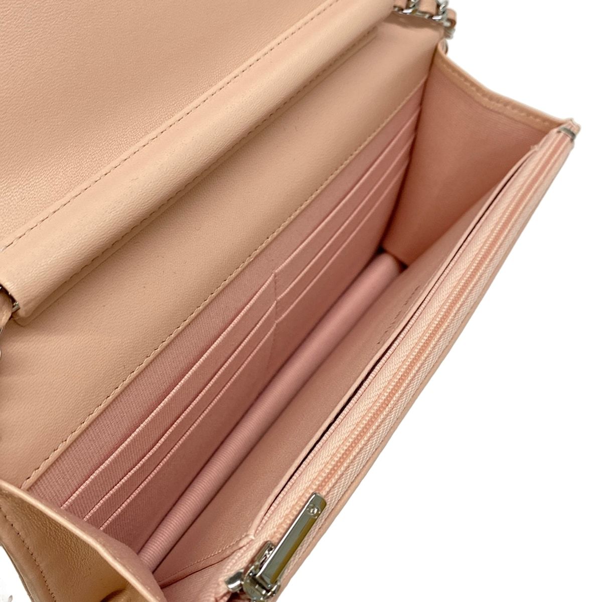 Chanel Wallet Quilted Light Pink Chain Metal Silver Rhinestone Star Shoulder Bag — view 4