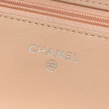 Chanel Wallet Quilted Light Pink Chain Metal Silver Rhinestone Star Shoulder Bag — view 6