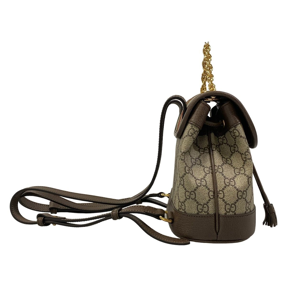 Gucci Backpack Ophidia Mini Gray Beige Dark Brown Multi Tassel Leather — view 2