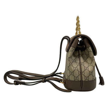 Gucci Backpack Ophidia Mini Gray Beige Dark Brown Multi Tassel Leather — view 2