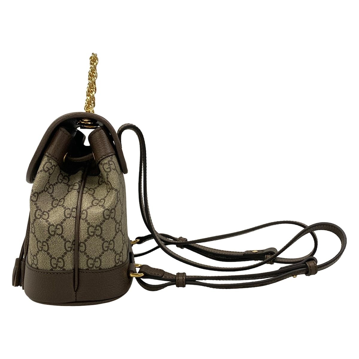 Gucci Backpack Ophidia Mini Gray Beige Dark Brown Multi Tassel Leather — view 4