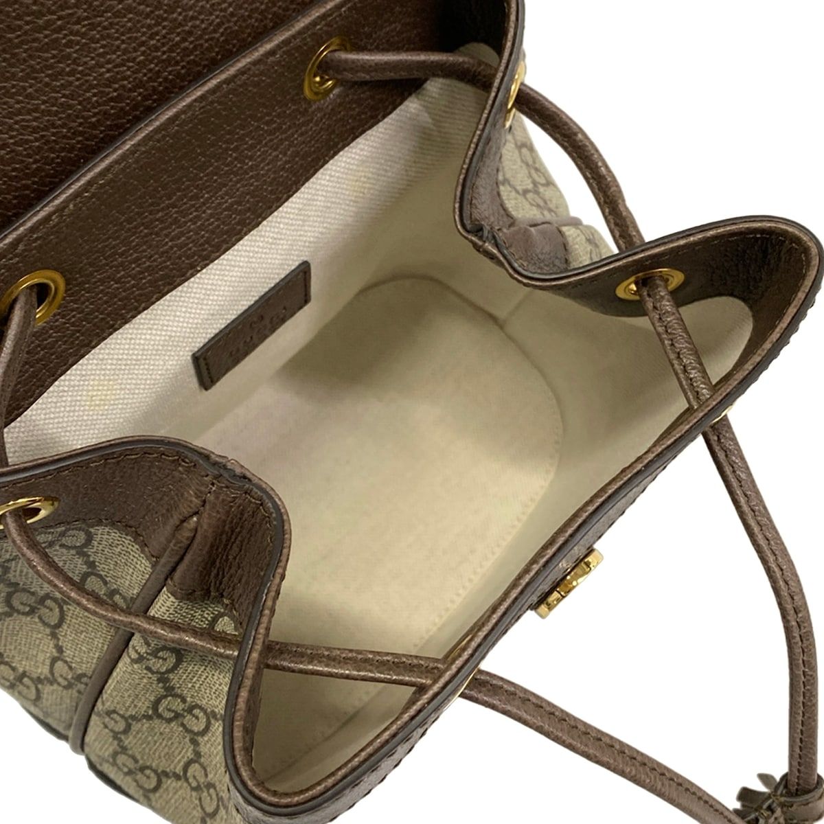 Gucci Backpack Ophidia Mini Gray Beige Dark Brown Multi Tassel Leather — view 7