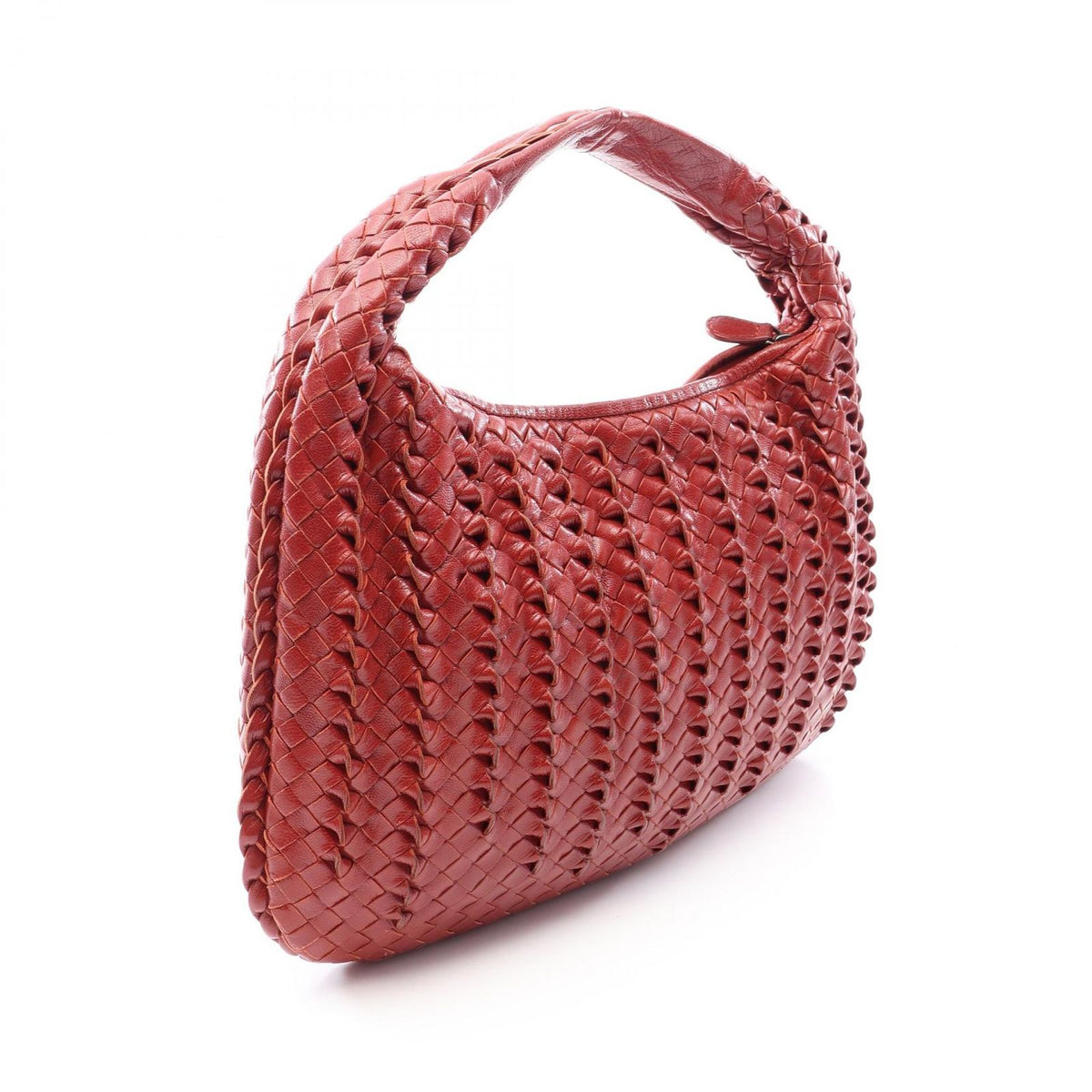 Bottega Veneta Intrecciato Red Leather Shoulder Bag — view 2