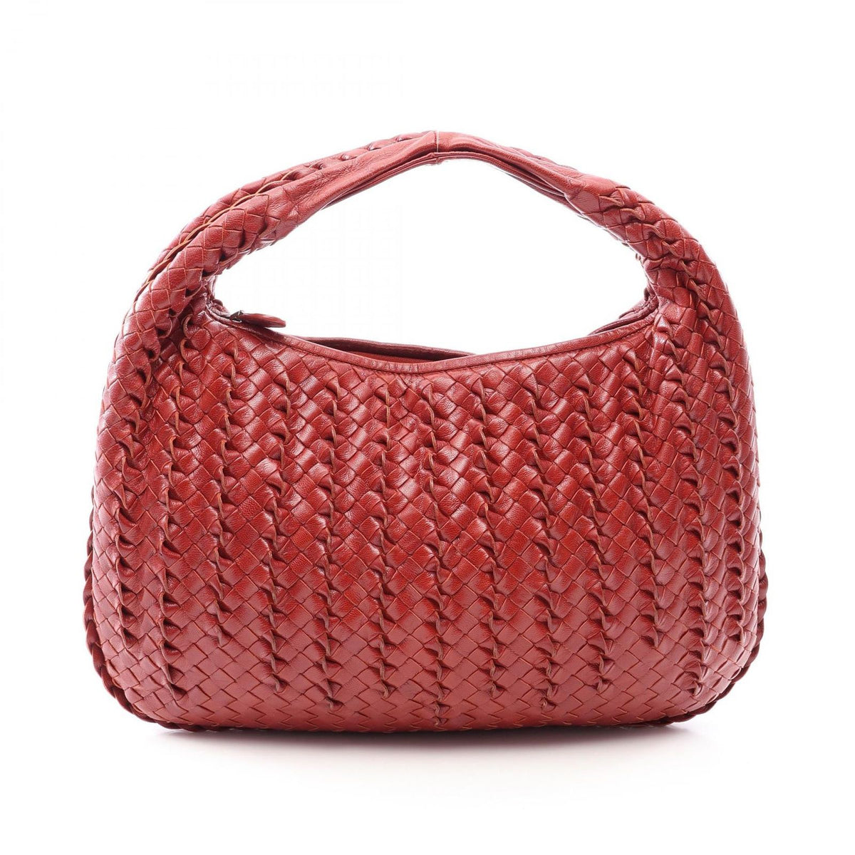 Bottega Veneta Intrecciato Red Leather Shoulder Bag