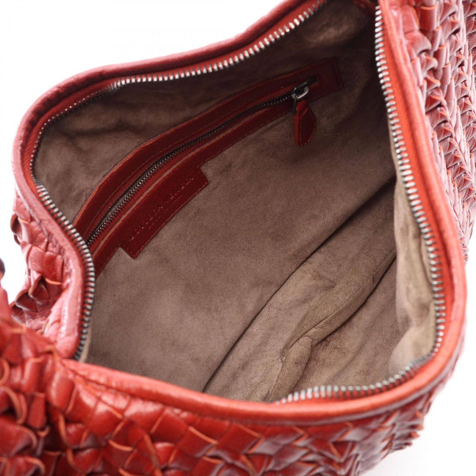 Bottega Veneta Intrecciato Red Leather Shoulder Bag — view 3