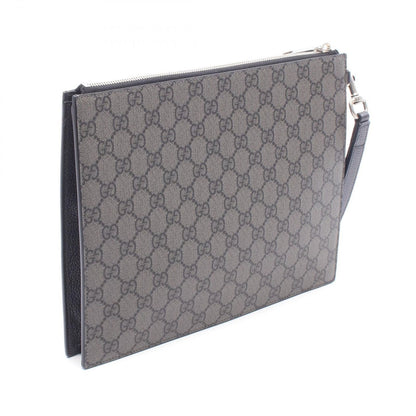 Gucci Clutch GG Supreme Gray Black Canvas Leather — view 2
