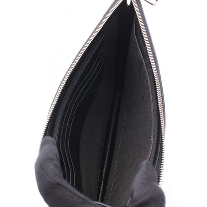 Gucci Clutch GG Supreme Gray Black Canvas Leather — view 3