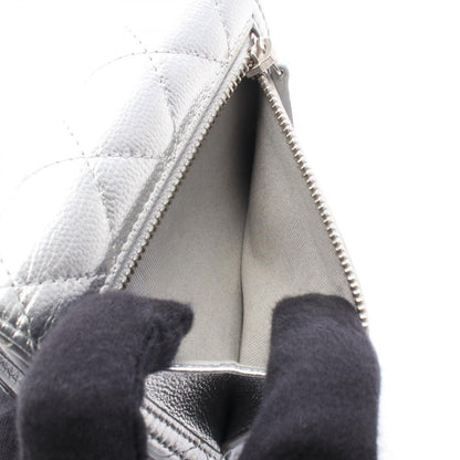 Chanel Trifold Wallet Classic Small Flap Silver Caviar Leather Quilted — view 4
