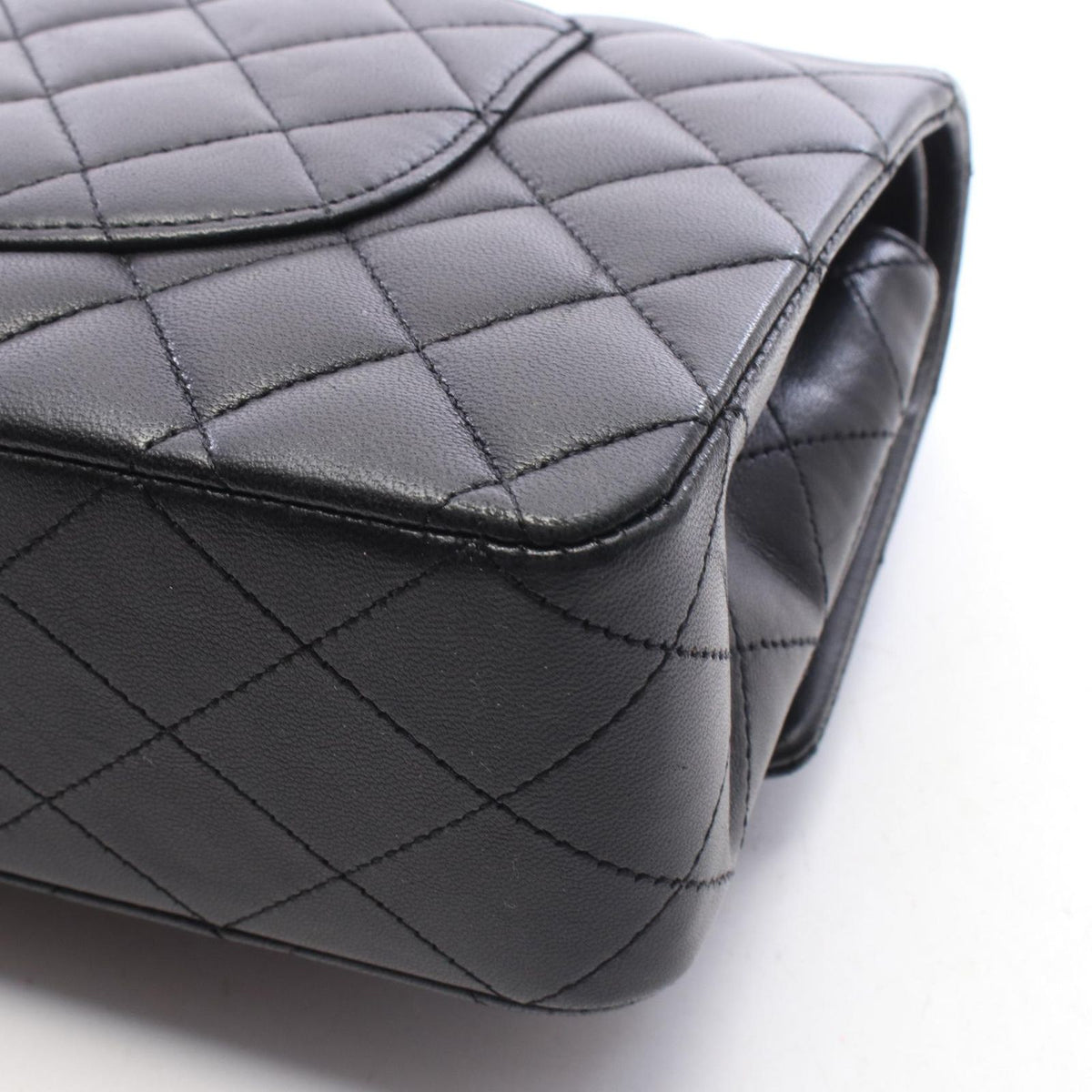 Chanel Shoulder Bag Quilted Double Flap Black Lambskin Chain — view 8