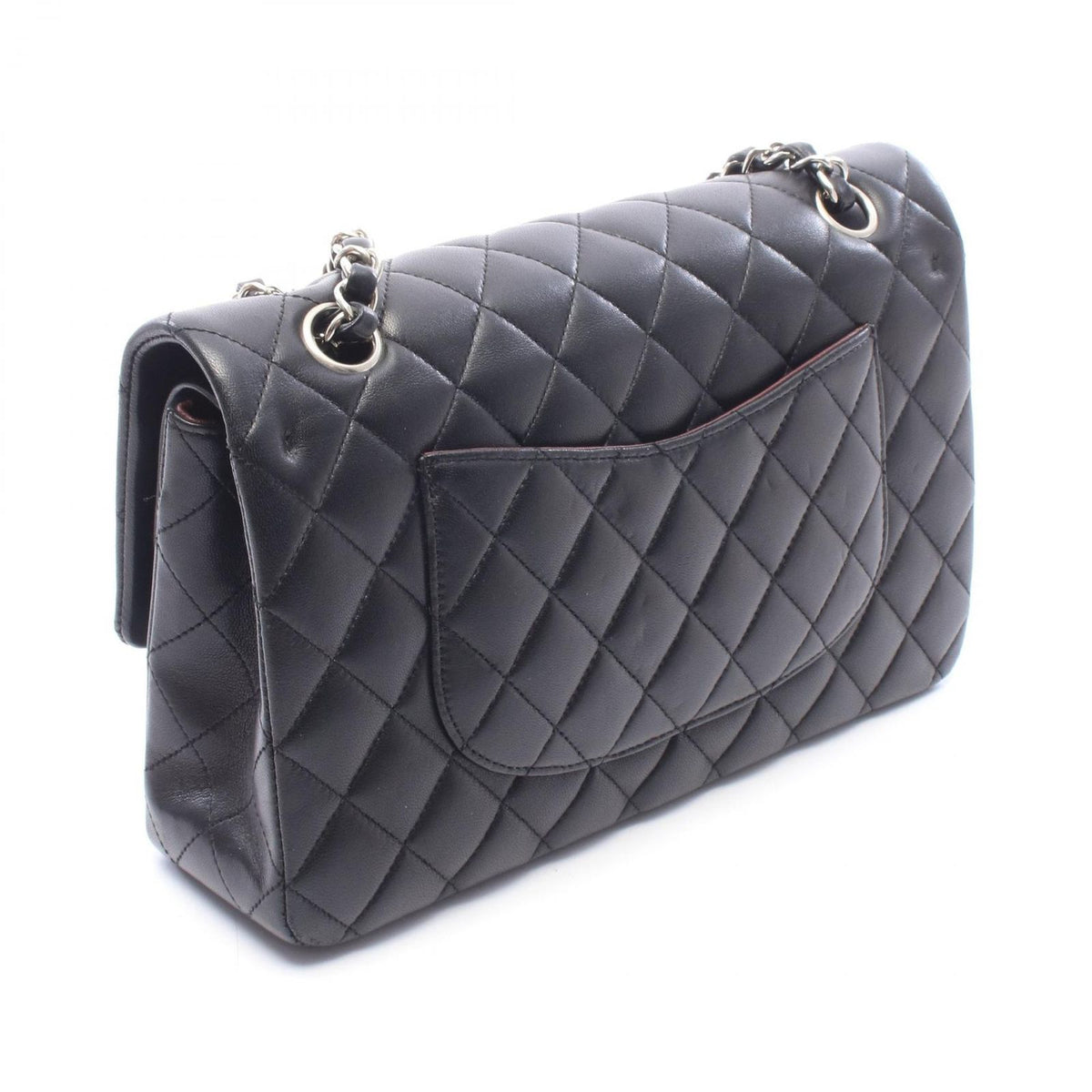 Chanel Shoulder Bag Quilted Double Flap Black Lambskin Chain — view 2