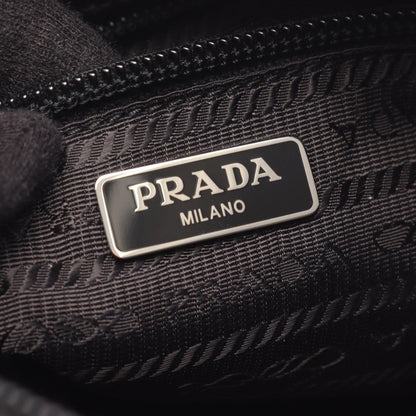 Prada Pouch Black Nylon Saffiano Leather Metal Applique — view 4