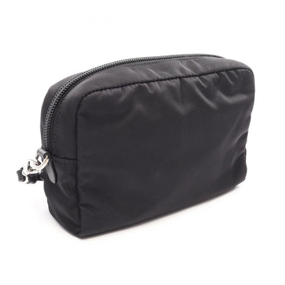 Prada Pouch Black Nylon Saffiano Leather Metal Applique — view 2