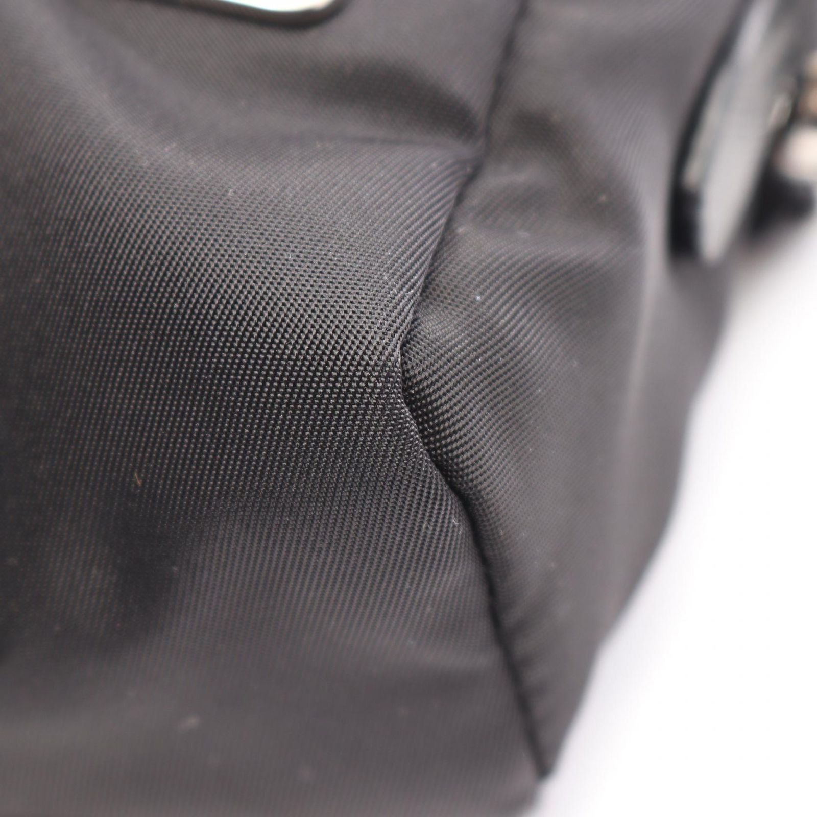 Prada Pouch Black Nylon Saffiano Leather Metal Applique — view 5