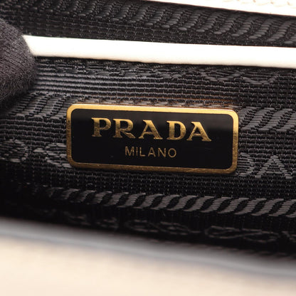 Prada Shoulder Bag White Saffiano Leather Triangle Logo Chain — view 4