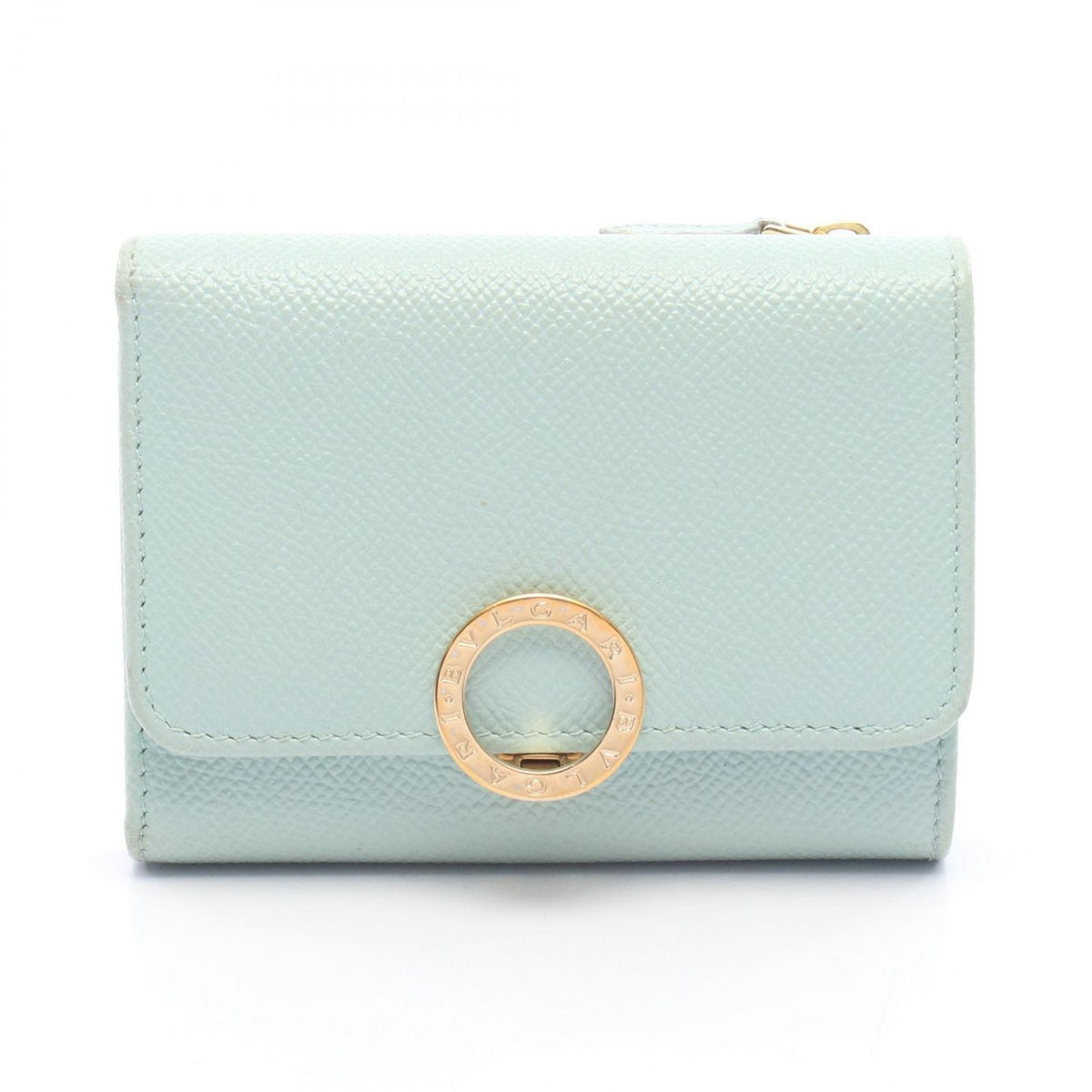 Bvlgari Trifold Wallet Light Blue Leather