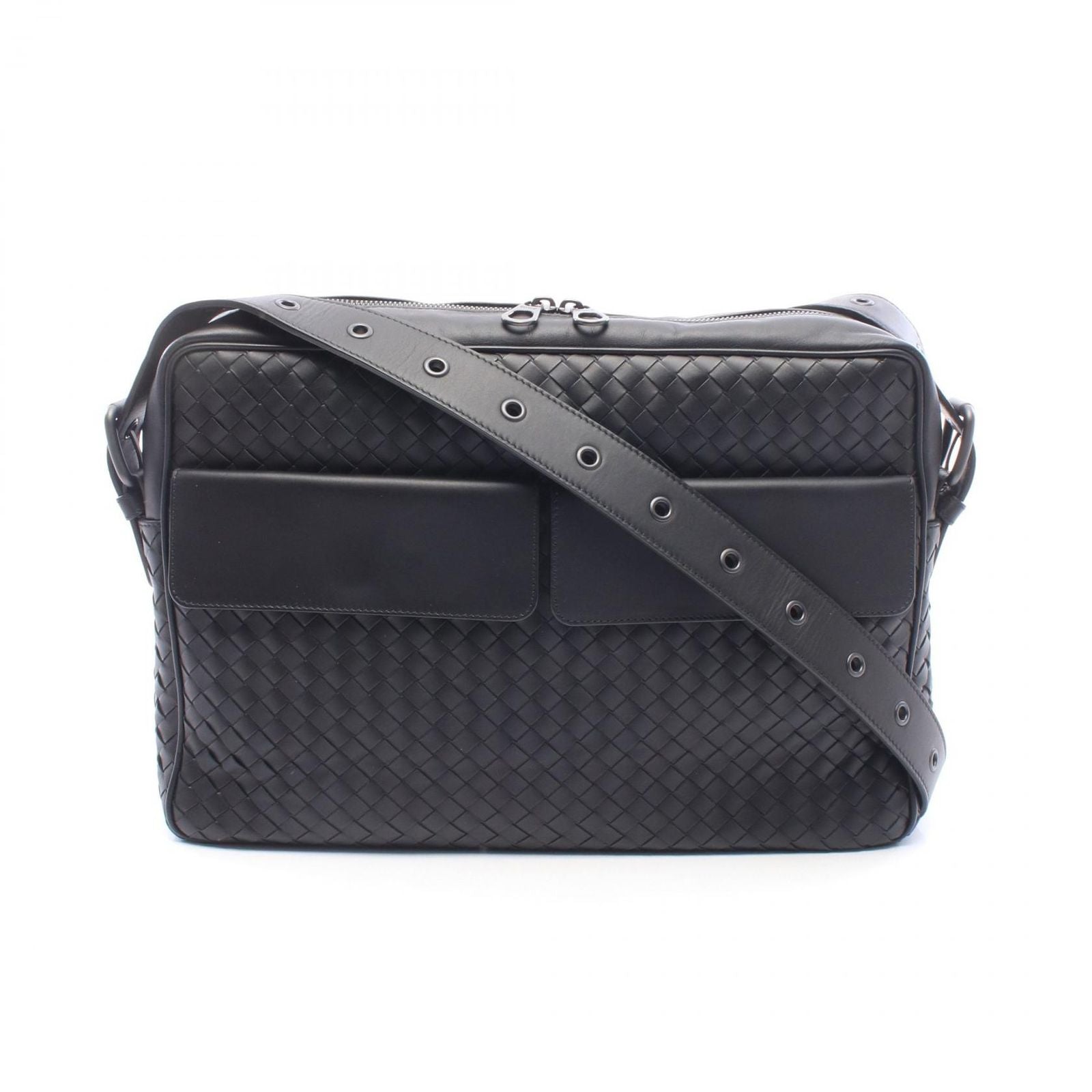 Bottega Veneta Shoulder Bag Intrecciato Black Leather