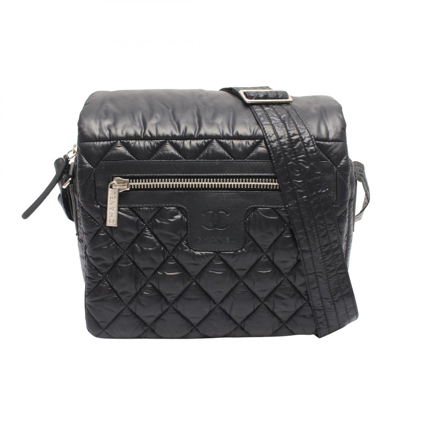 Chanel Shoulder Bag Coco Cocoon Small Messenger Black Nylon Leather