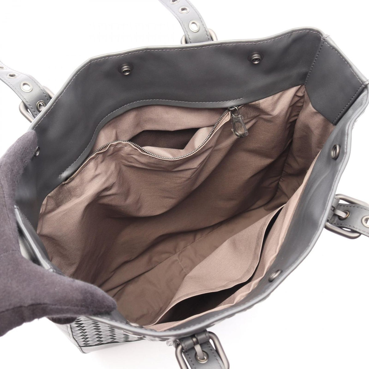 Bottega Veneta Tote Bag Intrecciato VN Acattle Dark Gray Leather — view 3