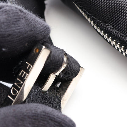 Fendi Shoulder Bag Zucca Black Nylon Leather FF Logo — view 7