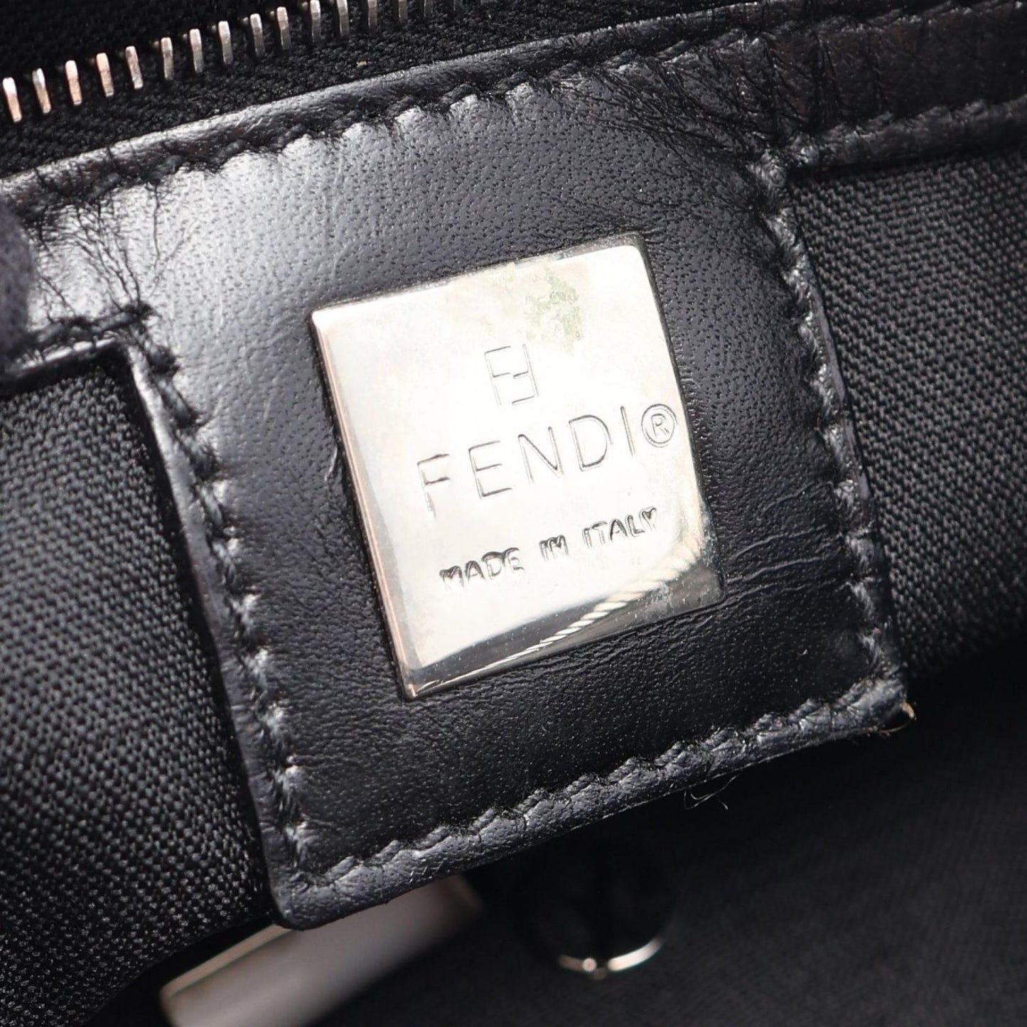 Fendi Shoulder Bag Zucca Black Nylon Leather FF Logo — view 4