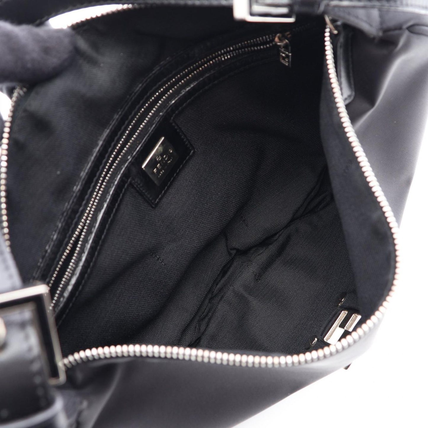 Fendi Shoulder Bag Zucca Black Nylon Leather FF Logo — view 3