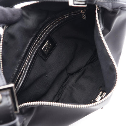 Fendi Shoulder Bag Zucca Black Nylon Leather FF Logo — view 3
