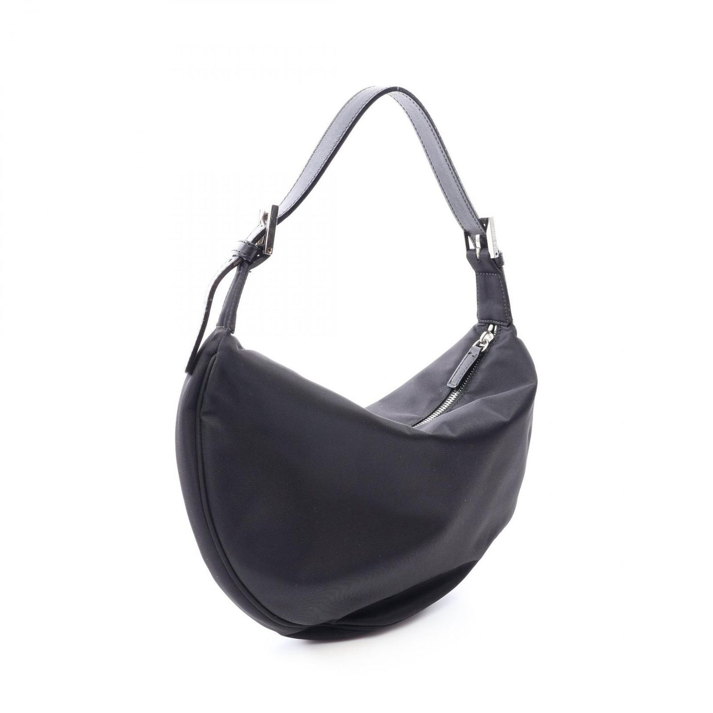Fendi Shoulder Bag Zucca Black Nylon Leather FF Logo — view 2