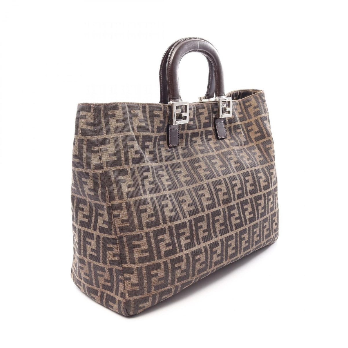 Fendi Tote Bag Zucca Brown Black Canvas Leather — view 2