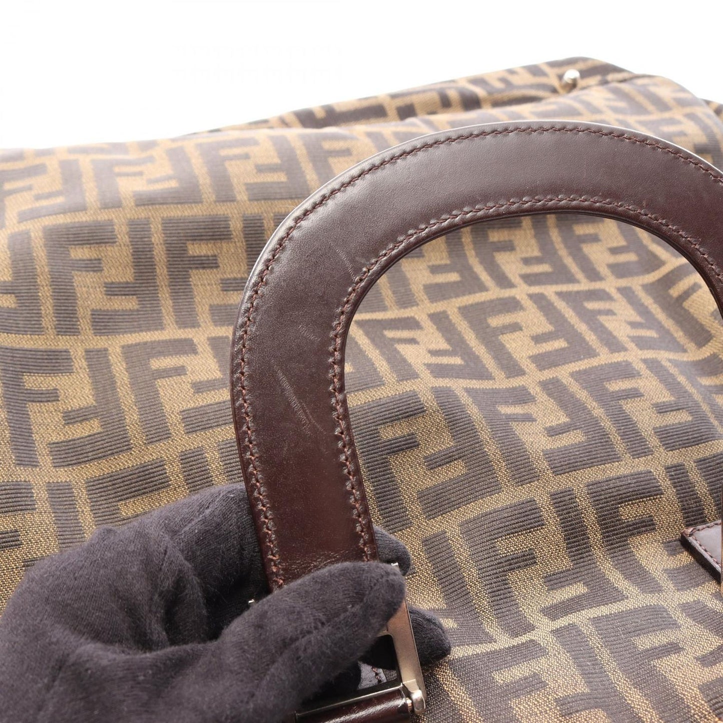 Fendi Tote Bag Zucca Brown Black Canvas Leather — view 8